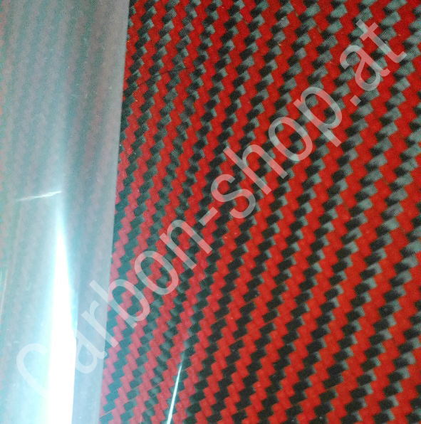 Echt-Carbon Design Furnier/Folie, Red-Black, 3K Gewebe
