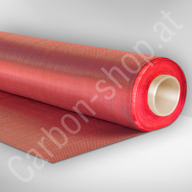 Carbon-Kevlar Design Gewebe, Red/Black, 195g/m² – Plain